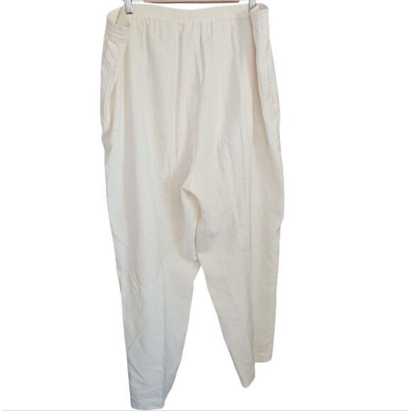Vintage Allison Taylor 100% Silk Pants Sz 2X Minimalist Off White Trousers - Picture 2 of 11